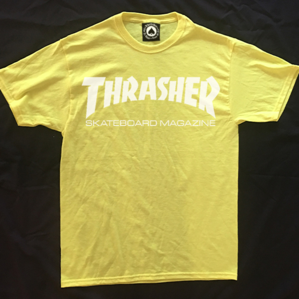 Yellow and White Thrasher Magazine T Shirt